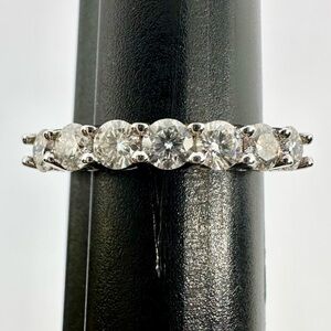 Moissanite Band 7 Stone Anniversary Wedding Ring 18K 925 GRA Round